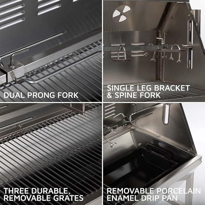 Ash & Ember 25 Watt Stainless Steel BBQ Rotisserie Grill, Rated 125 LB - Image 4