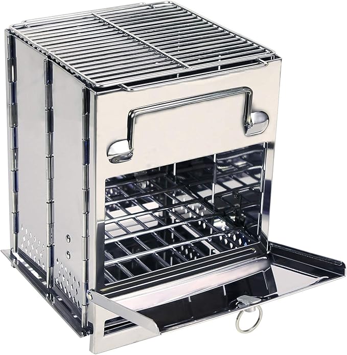 REDCAMP Camping Wood Burning Stove, Stainless Steel Compact Portable Foldable by REDCAMP
