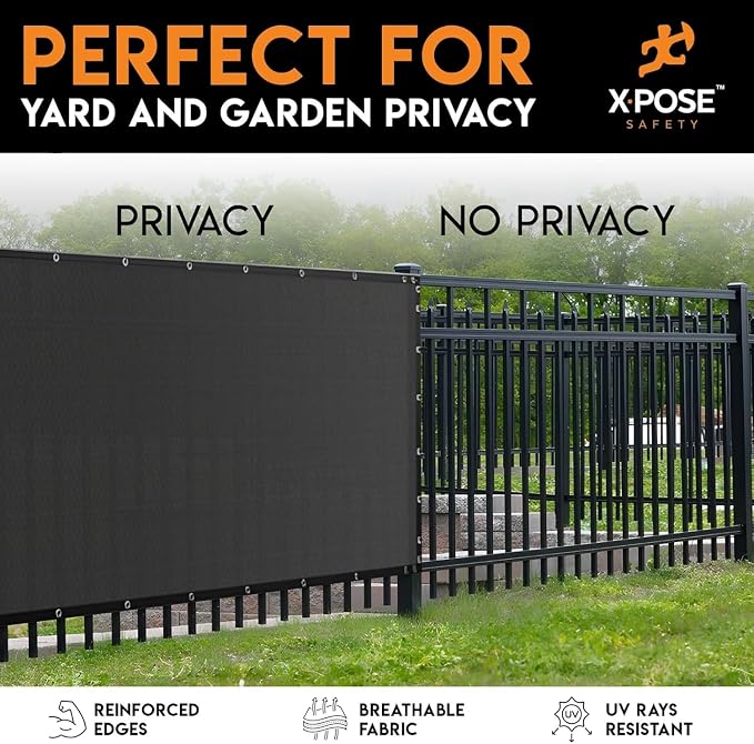 Xpose Safety Privacy Fence Screen 5’ x 50’ – Heavy Duty Black Mesh - Image 3