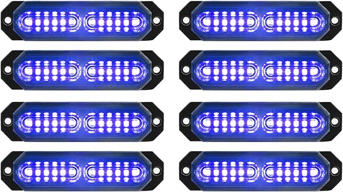 ASPL 8pcs Sync Feature Ultra Slim 12-LED Surface Mount Flashing Strobe Lights by ASPL