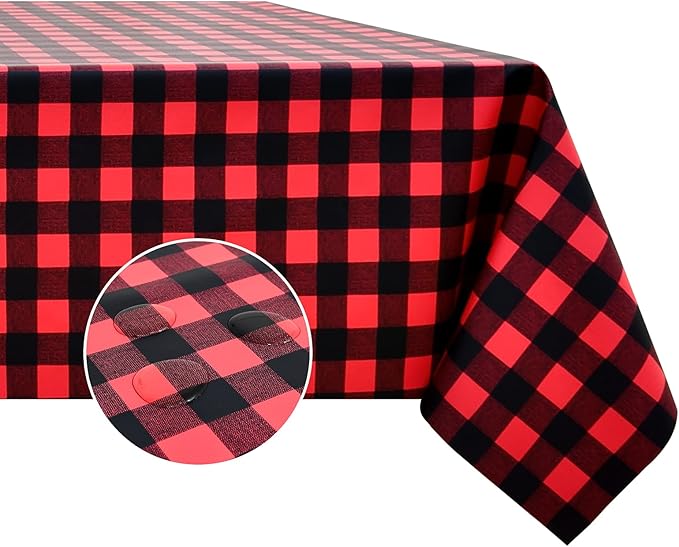 Romanstile Square Vinyl Tablecloth, 100% Waterproof Buffalo Gingham Plastic by Romanstile