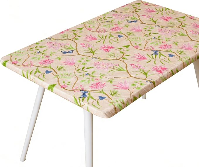 Rectangle Picnic Table Cloth, Elastic Waterproof Fitted Vinyl Tablecloths by Unknown