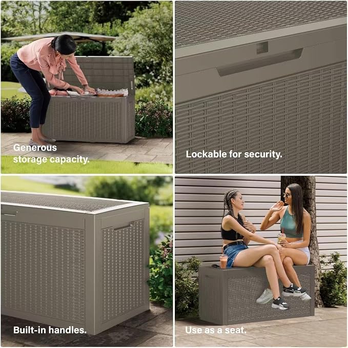 200 Gallon Resin Deck Box, Waterproof Outdoor Storage Box - Image 8