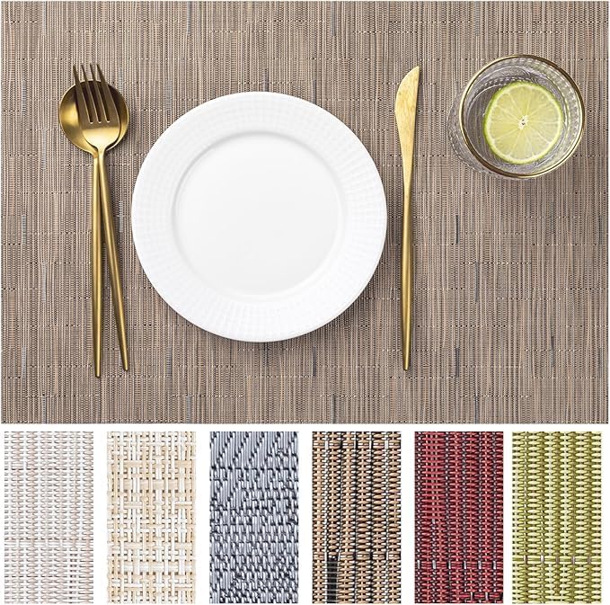 LEXMORE Placemats Set of 6 Vinyl/Plastic Woven Place Mats by lexmore