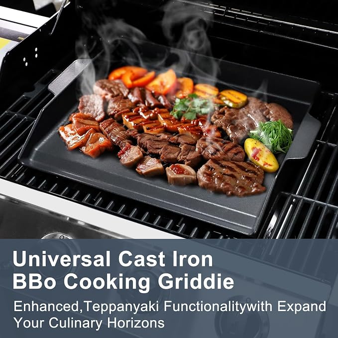 Criditpid Cast Iron Griddle for Gas Grill, Universal Flat Top Plate Cooking - Image 6