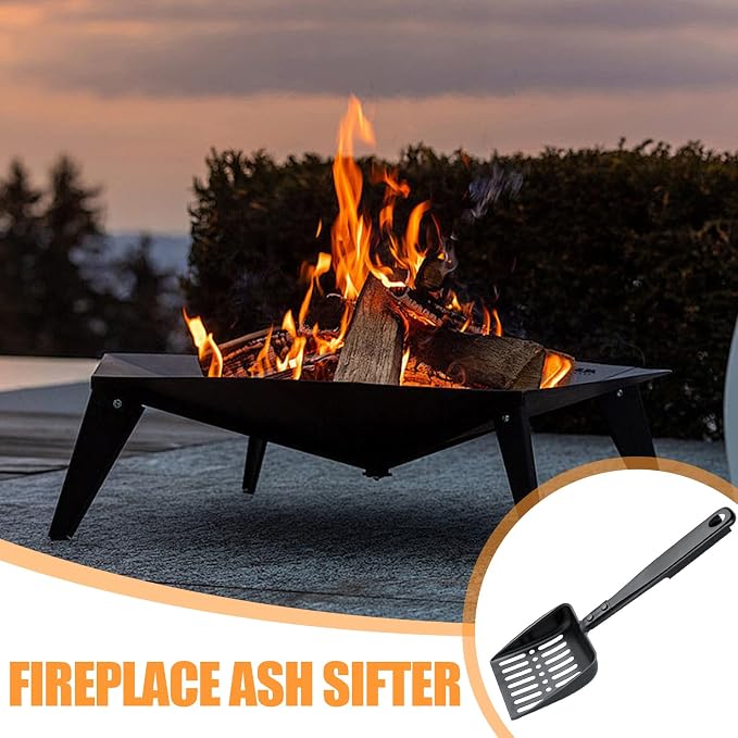 Hollow Out Fireplace Ash Sifter, Metal Black Coal Shovel Heat Resistant - Image 9