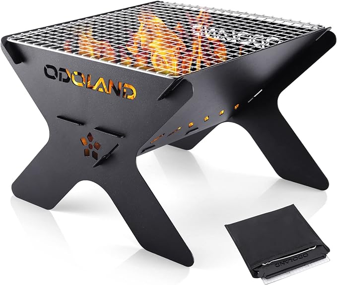 Odoland Camping Campfire Grill, Portable Folding Charcoal Grills, Backpacking by Odoland