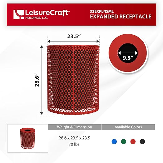Leisure Craft Heavy-Duty 32 Gallon Receptacle, Liner Included, Made - Image 6