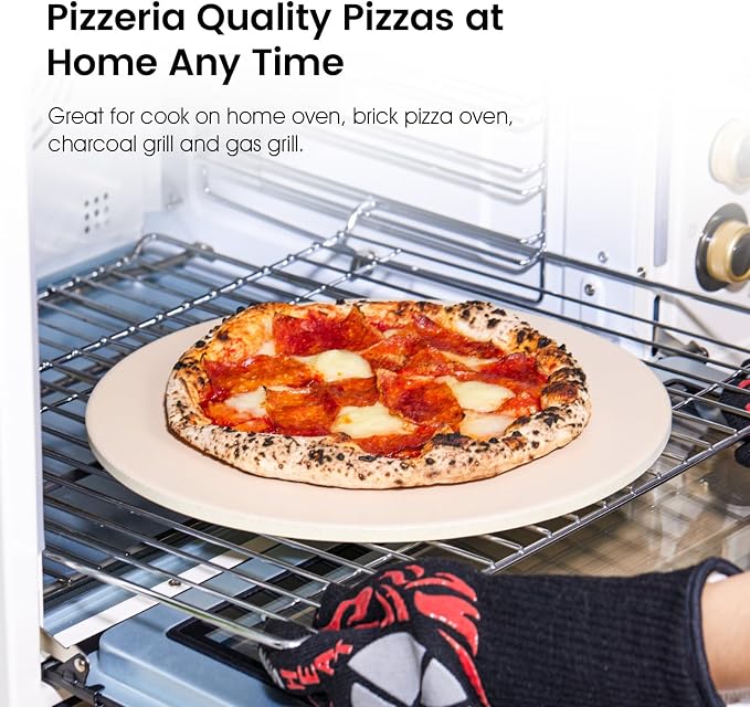 12.6" x 0.4" Coating Pizza Stone, Cordierite & Ceramic Round Pizza Stones - Image 4