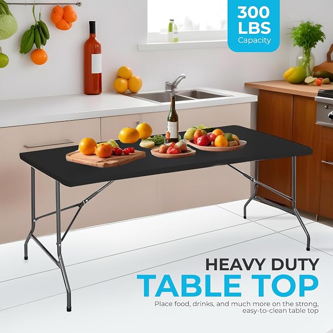 SIMPLI-Magic 8ft Portable Plastic Folding Table – Indoor & Outdoor Heavy-Duty - Image 3
