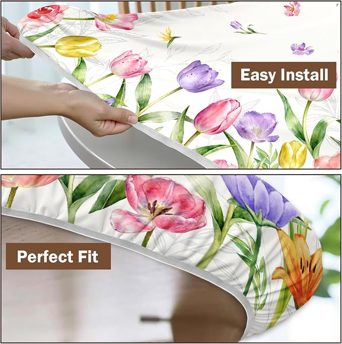 Spring Summer Easter Round Fitted Tablecloth - Image 6