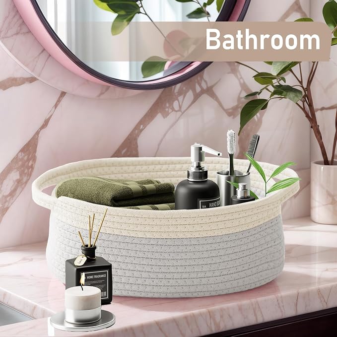 Woven Basket, Small Rope Storage Bin - Image 8