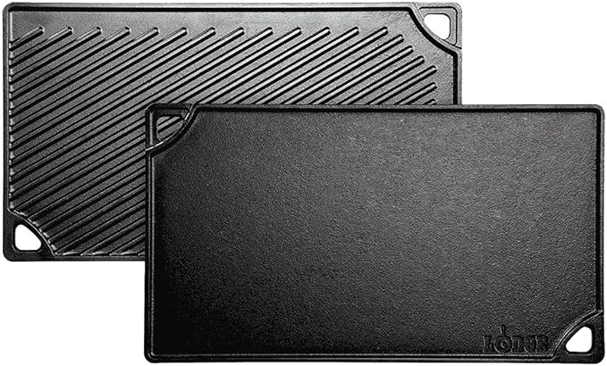 Lodge Reversible Cast Iron Grill/Griddle – 9.5 x 16.75 Inch Pre-Seasoned by Lodge