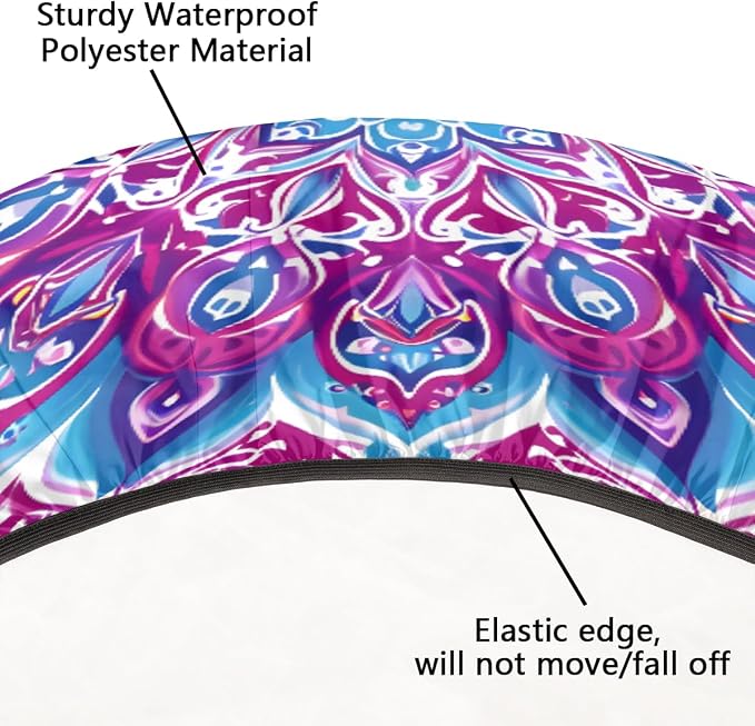 Mandala Vintage Flowers Round Table Cloth Cover, Elastic Edge Waterproof - Image 5