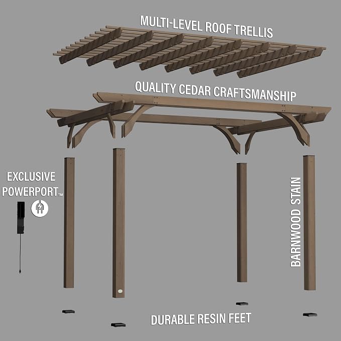 Backyard Discovery Somerville 14' x 10' Cedar Wood Pergola Kit - Image 9