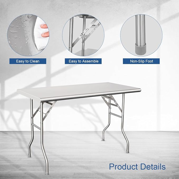 HARDURA Folding Stainless Steel Table 24X48 Inches - Image 5