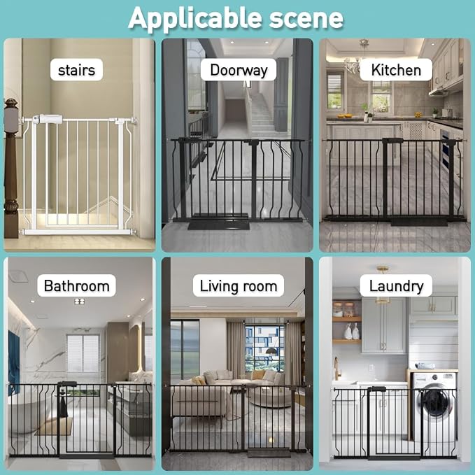 WAOWAO Baby Gate 38.58-43.27" Extra Wide Pressure Mounted Walk Through Swing - Image 6