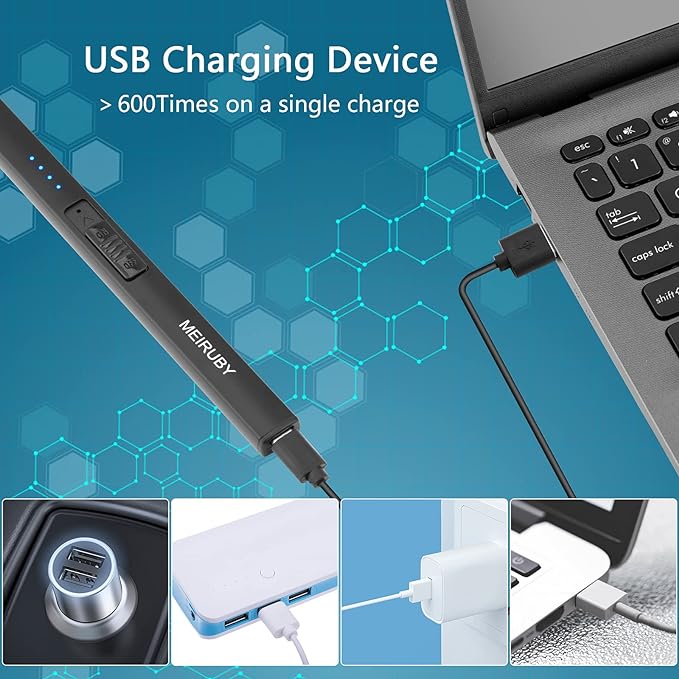 MEIRUBY Lighter Electric Candle Lighter Long Electronic Rechargeable USB Arc - Image 6