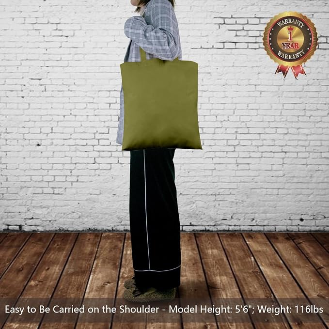 TOPDesign 12-Pack Economical 16"x15" Olive Green Cotton Tote Bags, Lightweight - Image 2