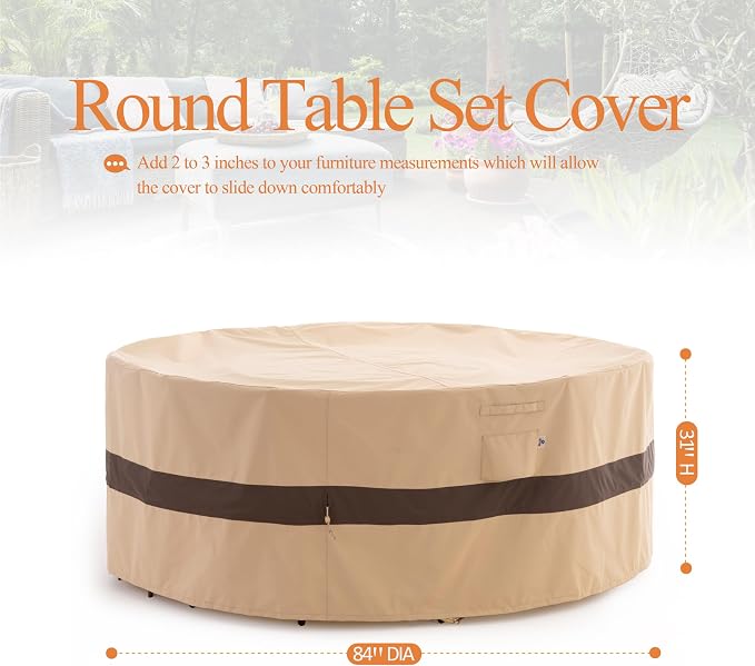 WJ-X3 Round Patio Furniture Cover, Waterproof, UV Resistant, Anti-Fading - Image 7