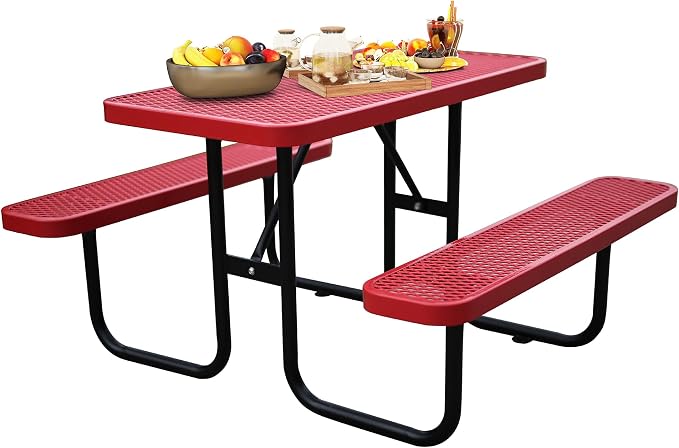 4FT Rectangular Metal Picnic Table by MakeaGoodChoose