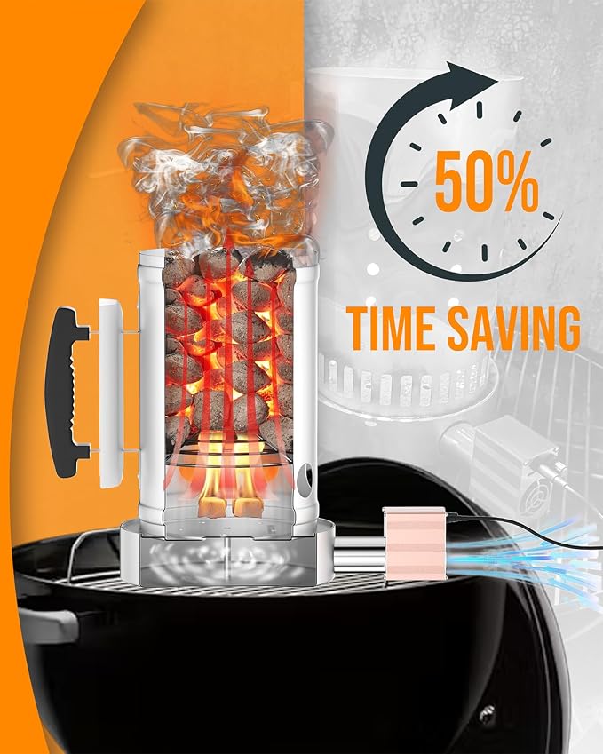 Charcoal Chimney Booster-Charcoal Starter Base & Coal Burner Blower, 10-Minute - Image 3