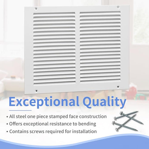 12"W x 10"H Steel Return Air Grille, Air Return Vent Cover - Image 2