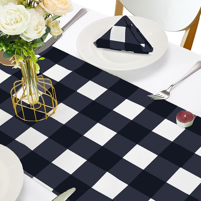 Fabric Checkered Table Runner 6 Pack Waterproof Gingham Table Runner 14W x 108L - Image 5