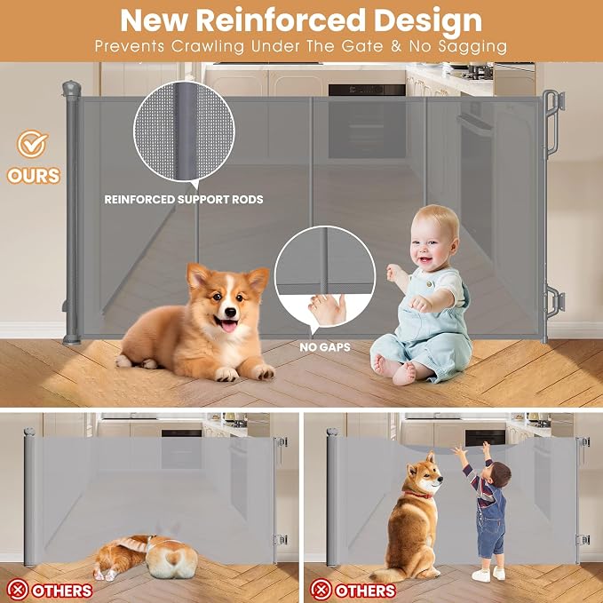 Reinforced Retractable Baby Gate, Mesh Dog Gate, Child Safety Gate - Image 3