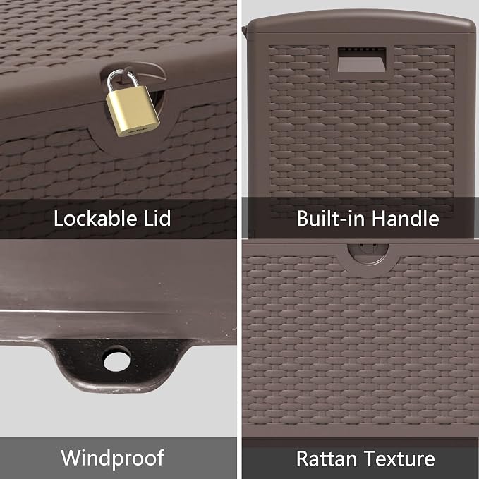 80 Plus Gallon Resin Deck Box, Waterproof Outdoor Storage Box - Image 5