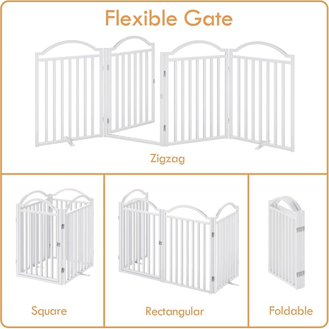 UDD Metal Folding Dog Gate Indoor 96" Extra Wide, Freestanding No Drilling Pet - Image 4