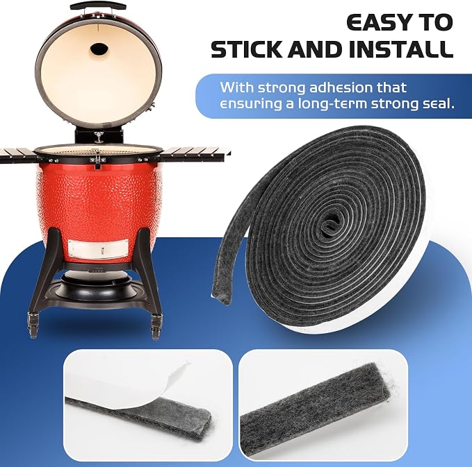 15 FT BBQ Smoker Gasket, 1/2" x 1/8" High Temperature Grill Gasket Replace - Image 4
