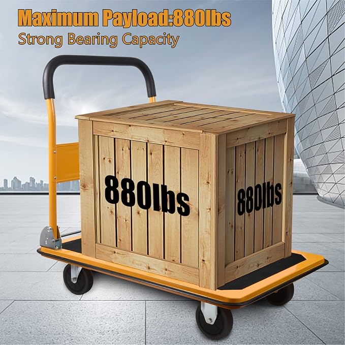 LEADALLWAY Platform Truck Large Size 880lbs Heavy Duty Foldable Push Cart - Image 3