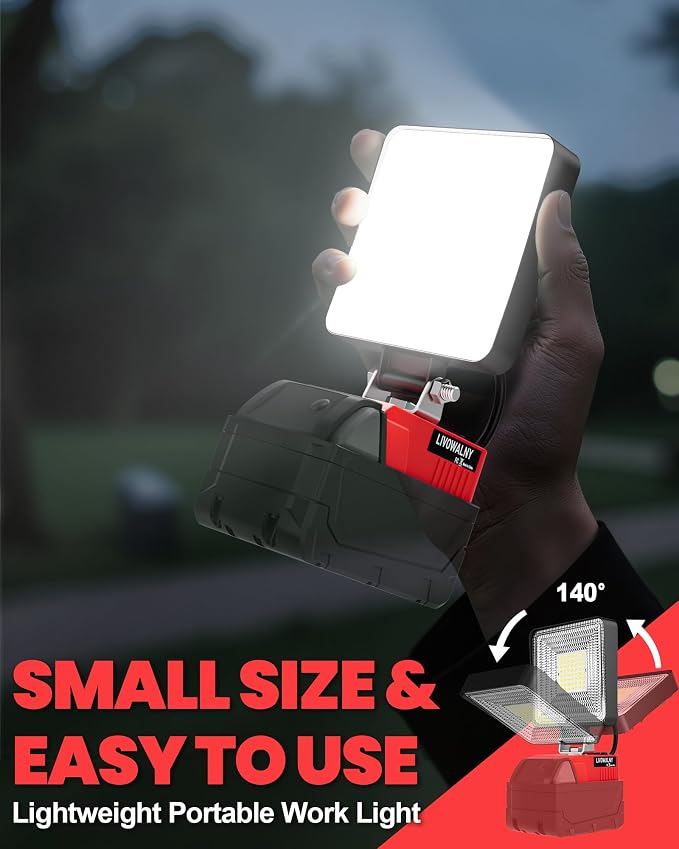 LIVOWALNY 2PCS 30W Cordless LED Work Light Compatible - Image 8