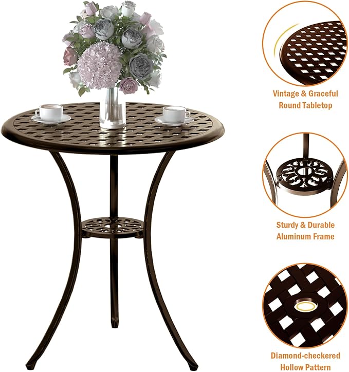 Patio Bistro Set 3 Piece, Cast Aluminum Bistro Set - Image 4