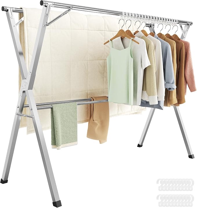 SONGMICS Clothes Drying Rack, Heavy-Duty Laundry Drying Rack, 45.7-63.4 Inches by SONGMICSbySONGMICSHOME