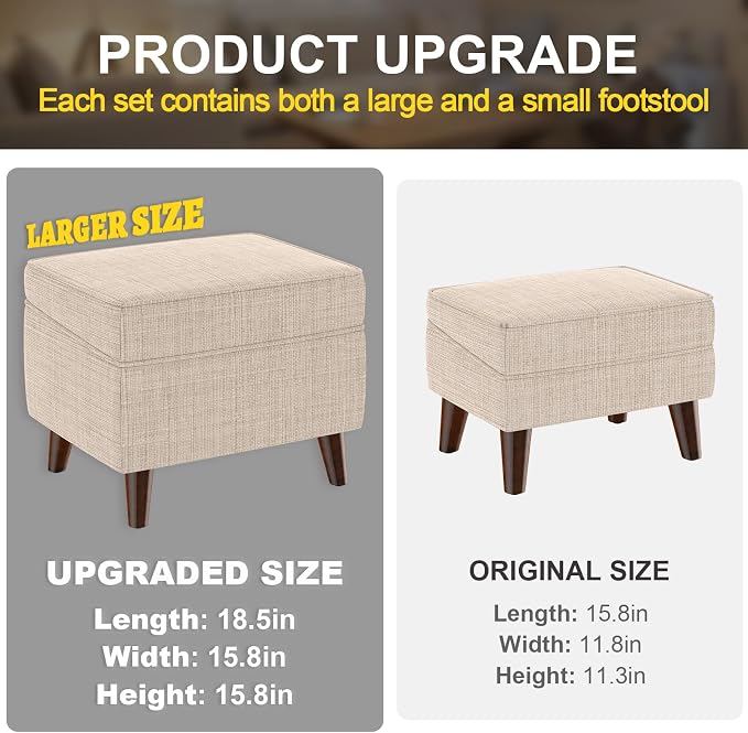 Foot Rests with Adjustable Cover, Storage Ottoman Dorm, Footstool & Sitting - Image 2