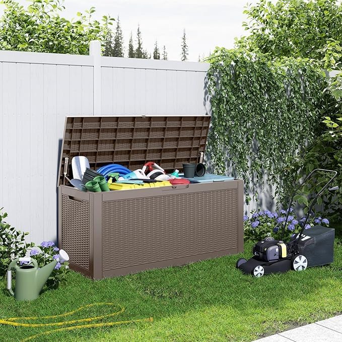 120 Gallon Deck Box, Resin Outdoor Storage Box - Image 5