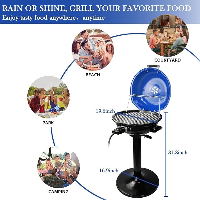 Electric Grill, Techwood Indoor/Outdoor Electric BBQ Grill, 1600W Portable - Image 5