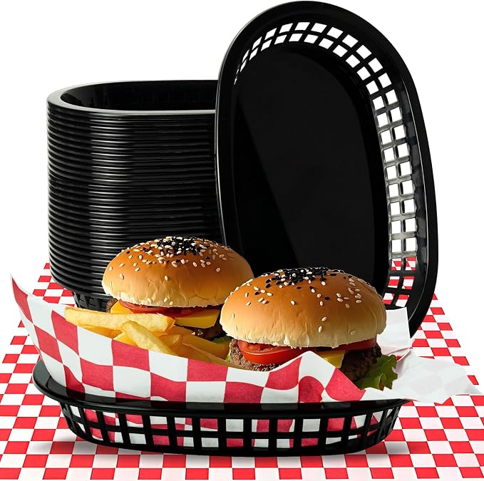 18 Pcs Fast Food Baskets, Plastic Food Serving Basket by SeeyouinSeuqhck
