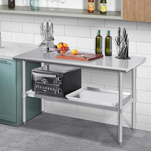 Hally Stainless Steel Table for Prep & Work 30 x 60 Inches, NSF Commercial - Image 2