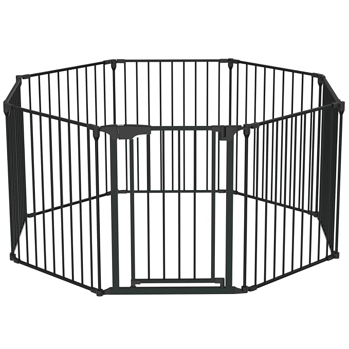 Bonnlo 188'' Wide Baby Gate Playpen 8 Panel Adjustable Play Yard Metal Dog Gate by Bonnlo