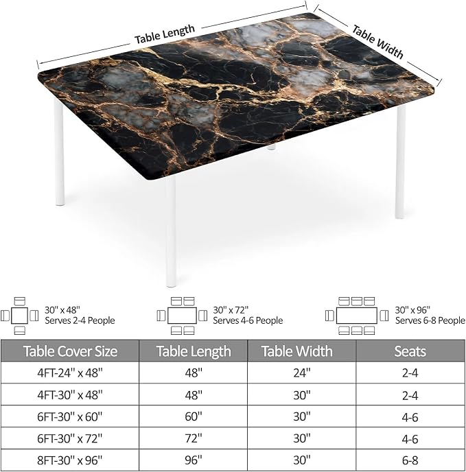 Rectangle Table Cloth Cover Waterproof Elastic Fitted Polyester Fitted - Image 2