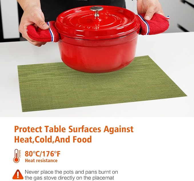 Placemats Set of 12, Heat and Stain Resistant Indoor/Outdoor Place mats - Image 3