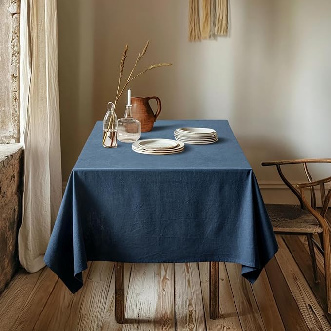 MIULEE Linen Cotton Blend Tablecloth Rectangle, Luxury Waterproof Stain - Image 4