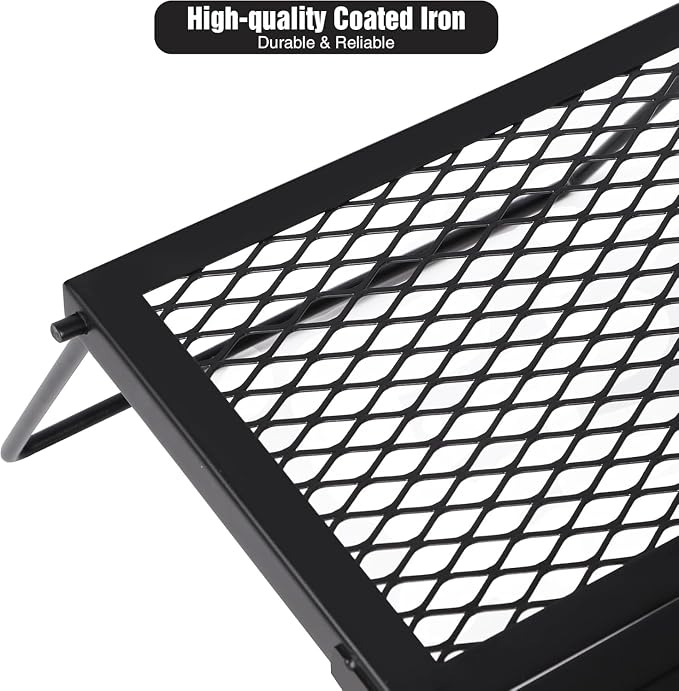 Folding Campfire Grill Grate, Portable Heavy Duty Steel Mesh Over Fire Camp - Image 4