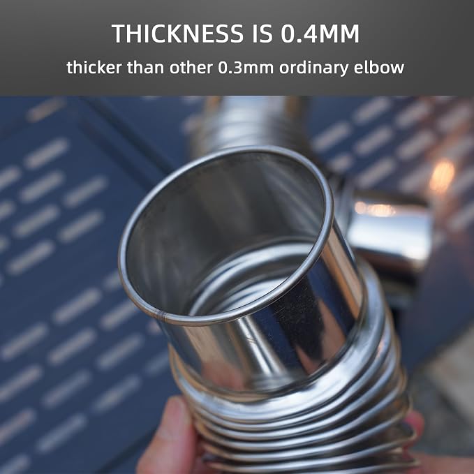 Elbow Pipe 2 PCS 90-Degree Chimney Thickened 304 Stainless Steel Flue Diameter - Image 4