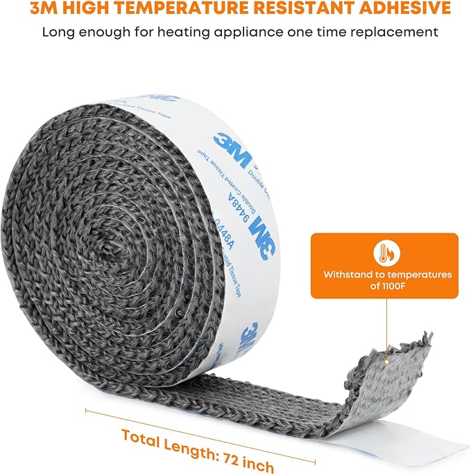 Stanbroil Stove Gasket Tape, 1/4" Thick, High Temperature Fiberglass Gasket Tape - Image 2