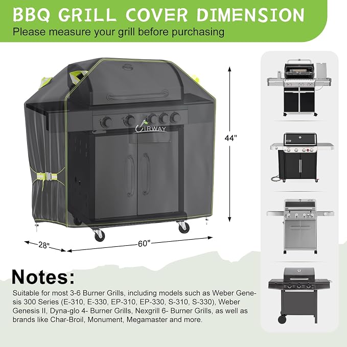 UIRWAY Gas Grill Cover 60 Inch, Waterproof, UV & Fade Resistant BBQ Grill Cover - Image 2