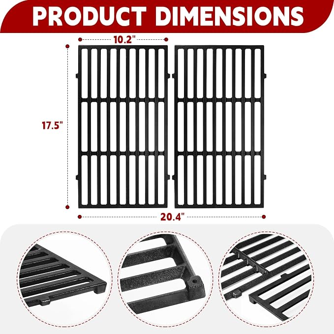 GasSaf 17.5 Grill Grates for Weber 7637 Spirit 200 E210 E220 S210 S220 - Image 2